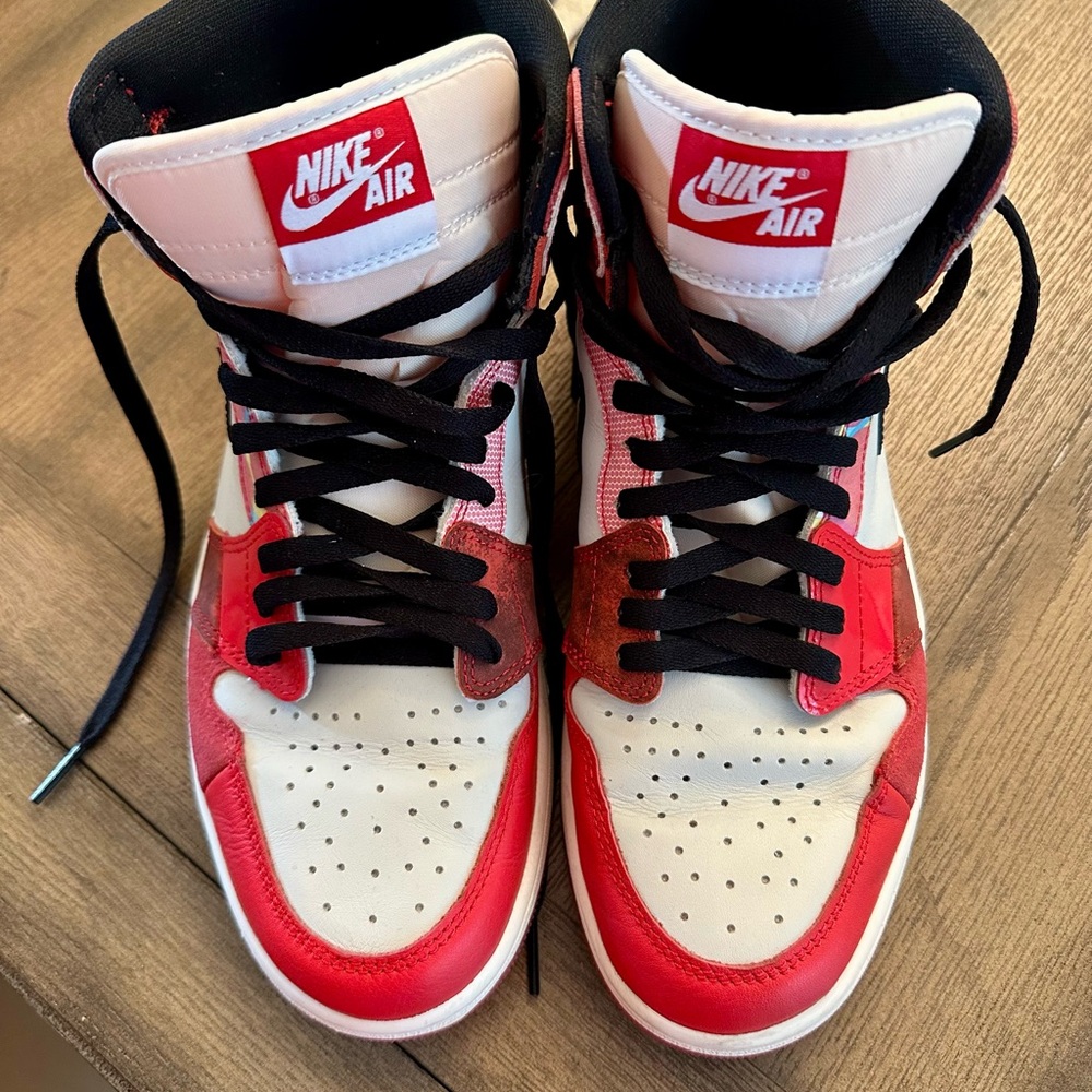 Nike Air High-Tops in Red, White, and Black